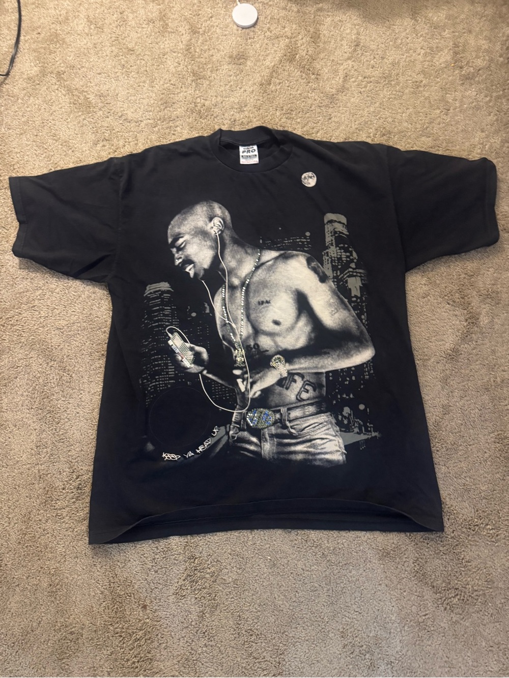 Black Graphic Tupac-Inspired Crewneck T-Shirt